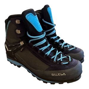 Salewa Womens Hiking Ankle Boots Crow GTX High Rise Sz 8.5 Navy Blue Outdoor